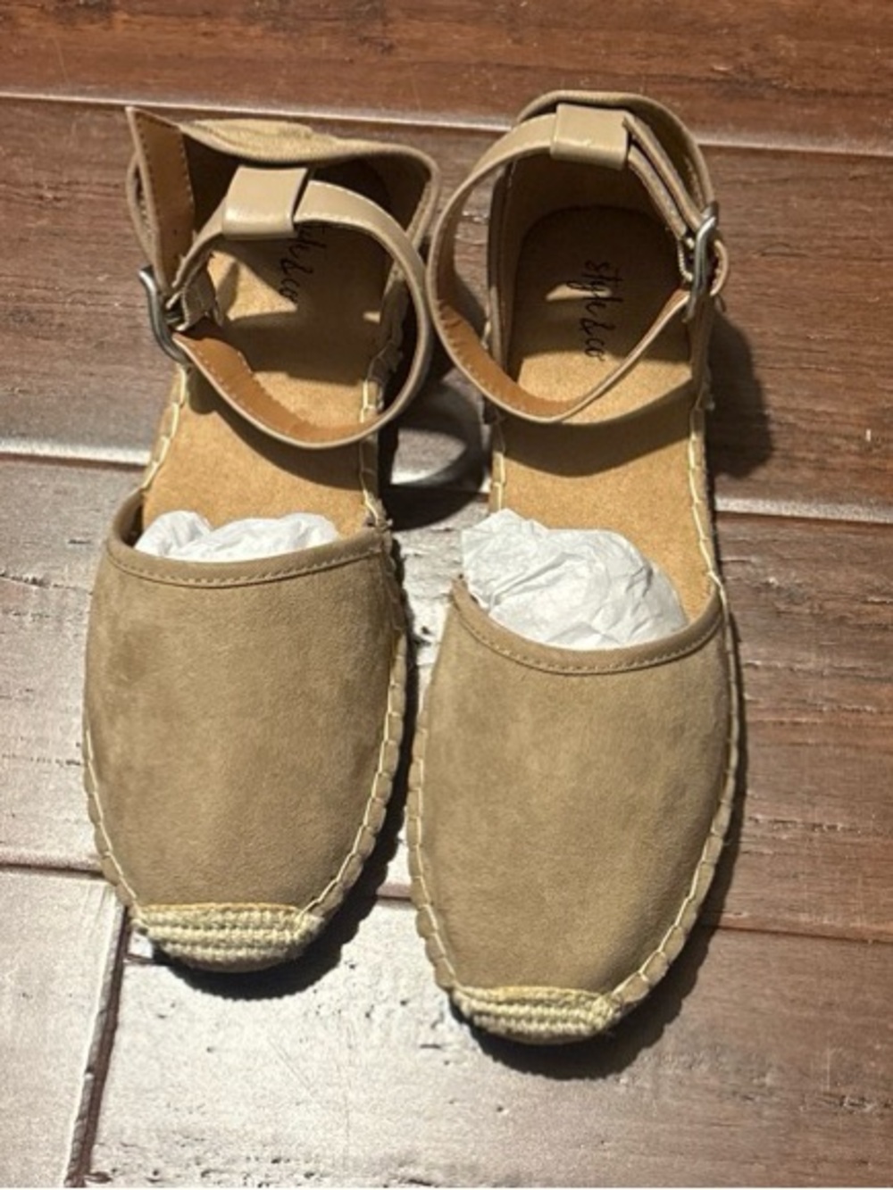 Style & Co. Tan Espadrille Ankle-Strap Flats
